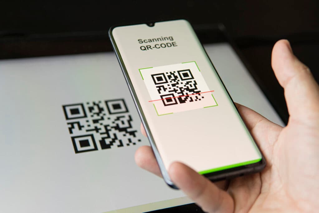 Phone scanning QR code